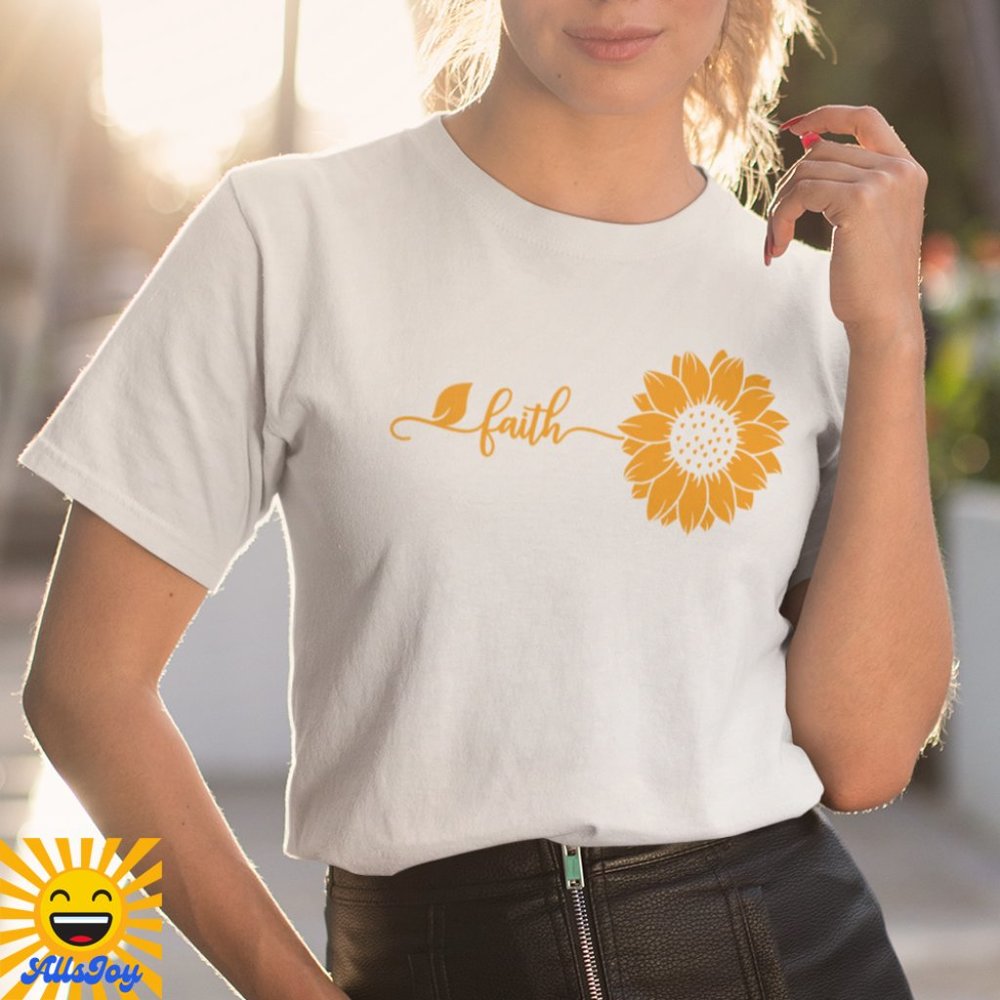 FAITH STEM SUNFLOWER Graphic Tee White T-Shirt